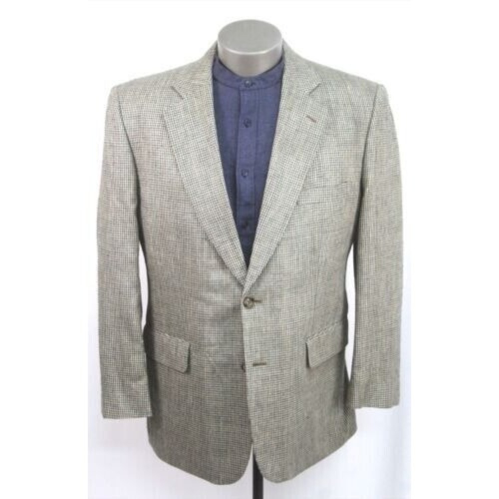 NEW mens tan green Towncraft 100% SILK blazer‎ jacket sport suit coat 42 R